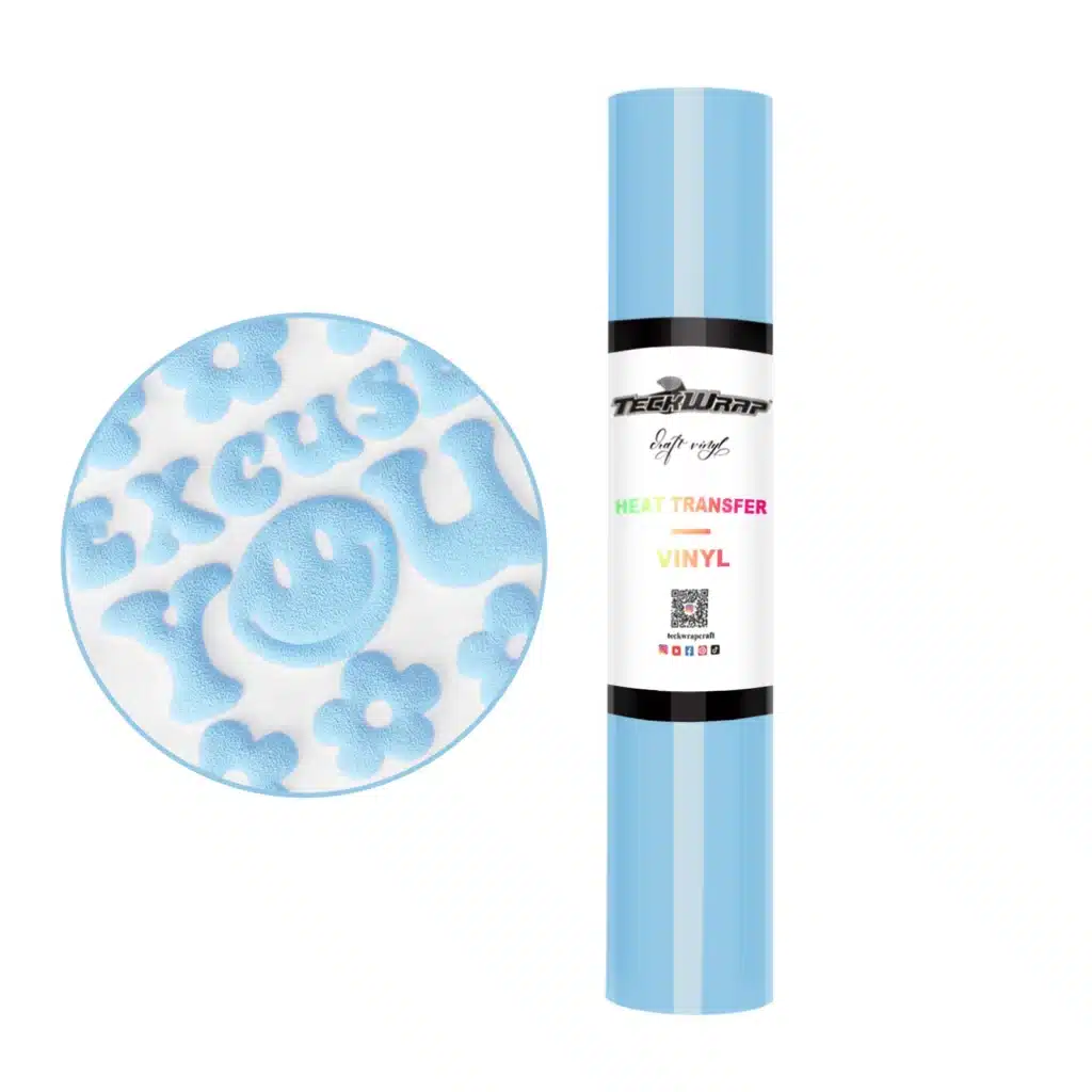 What’s the difference between HTV and sticker vinyl, and which one should I use? 5 Teckwrap BABY BLUE Puff HTV
