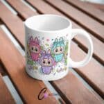 Bubu Flowers Mug Wrap UVDTF Sticker design on a ceramic mug mockup, ideal for vibrant customized craft gifts.