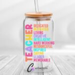 Dedicated Teacher Libby UVDTF Sticker design on a ceramic mug mockup, ideal for vibrant customized craft gifts.