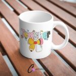 Teacher Bow Mug UVDTF Sticker design on a ceramic mug mockup, ideal for vibrant customized craft gifts.