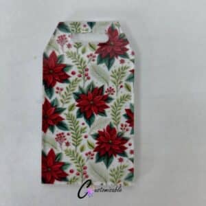 Poinsetta Ribbon Hole Gift Tag Custom Pattern Acrylic