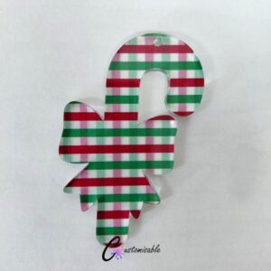 Red Gingham Bow Candy Cane Pattern Acrylic