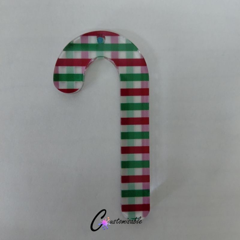 Red Gingham Candy Cane Pattern Acrylic Red Gingham Candy Cane Pattern Acrylic