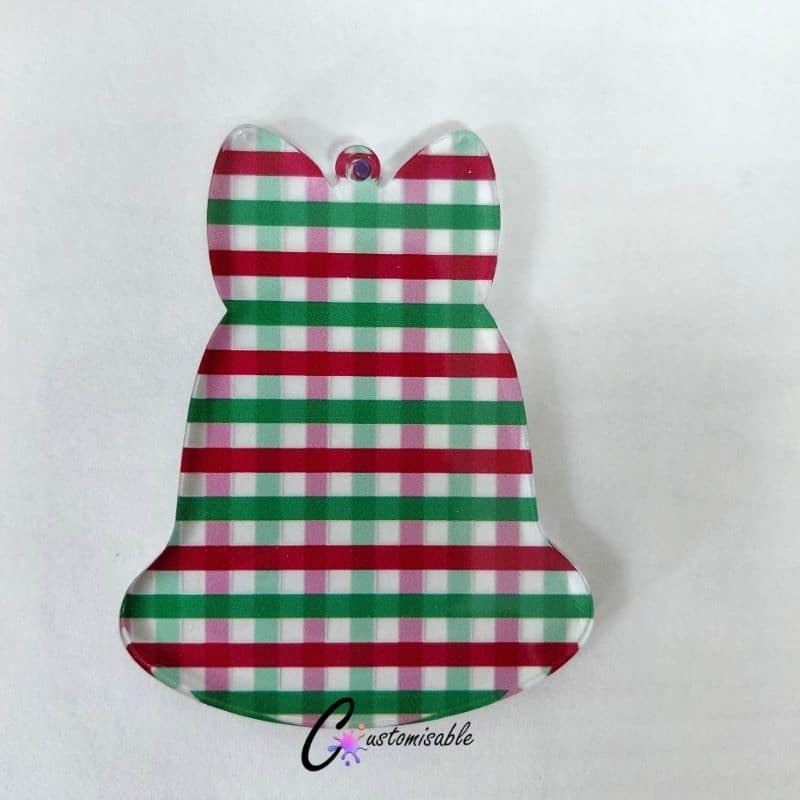 Red Gingham Christmas Bell Pattern Acrylic
