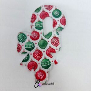Xmas Bauble Bow Candy Cane Pattern Acrylic