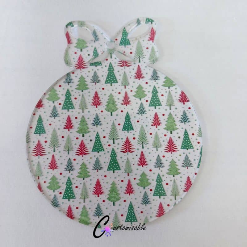 Christmas Tree 8cm Christmas Bow Pattern Acrylic