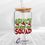 Grinch Squad Libby UVDTF Sticker design on a ceramic mug mockup, ideal for vibrant customized craft gifts.