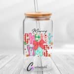 Merry Christmas Fun UVDTF Sticker design on a ceramic mug mockup, ideal for vibrant customized craft gifts.