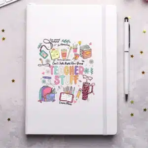 Cant Talk Diary UVDTF Sticker design on a ceramic mug mockup, ideal for vibrant customized craft gifts.
