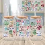Teacher Affirmation Wrap UVDTF Sticker design on a ceramic mug mockup, ideal for vibrant customized craft gifts.