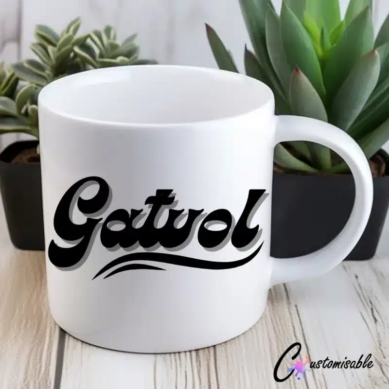 Gatvol Koffie UVDTF Sticker Gatvol Koffie UVDTF Sticker design on a ceramic mug mockup, ideal for vibrant customized craft gifts.