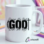 Trusting God UVDTF Sticker design on a ceramic mug mockup, ideal for vibrant customized craft gifts.