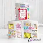 Daily Reminders UVDTF Sticker design on a ceramic mug mockup, ideal for vibrant customized craft gifts.
