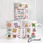 Note to Self UVDTF Sticker design on a ceramic mug mockup, ideal for vibrant customized craft gifts.