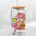 Grinch Pink Christmas UVDTF Sticker