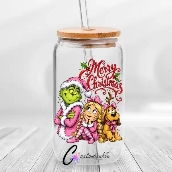 Grinch Pink Christmas UVDTF Sticker Grinch Pink Christmas UVDTF Sticker